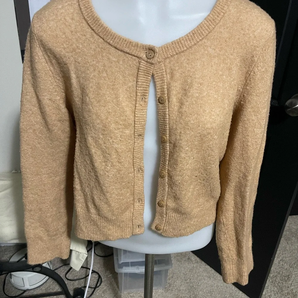 Aerie Light Brown Button-Up Cashmere Cardigan - Picture 2 of 4